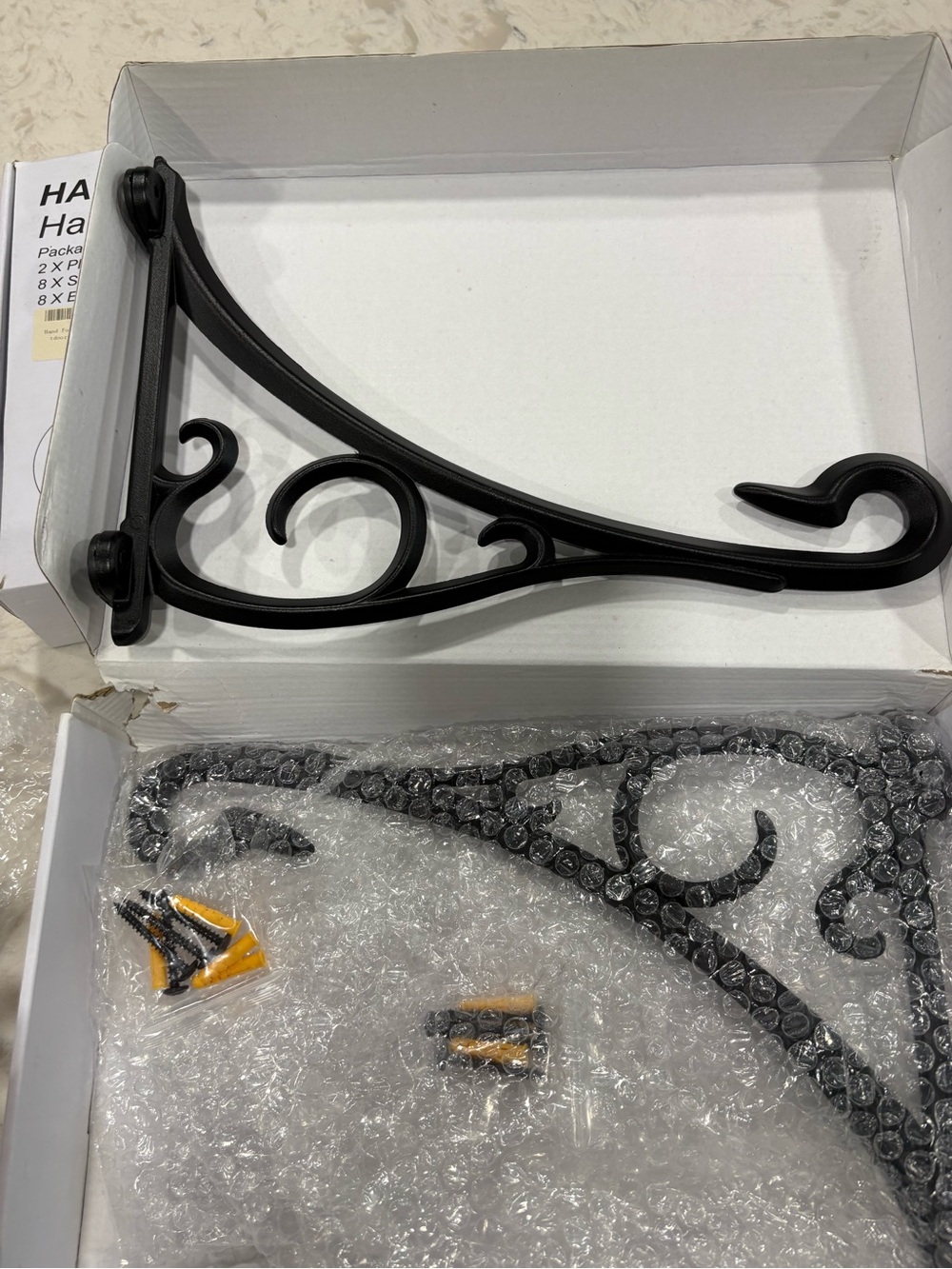 Black Decorative Metal Wall Bracket - Elegant Scroll Design